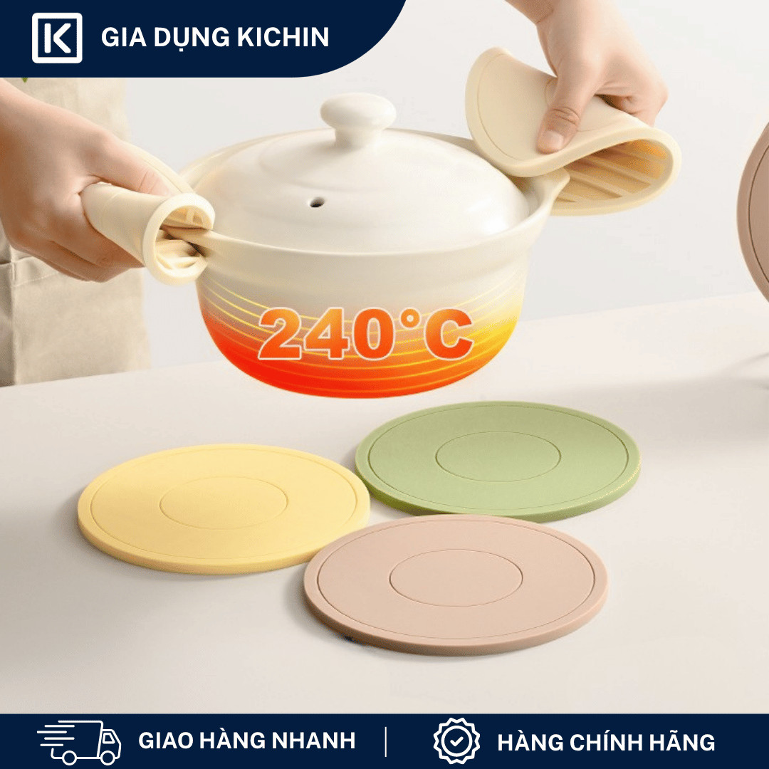 Miếng Lót Nồi Silicone Chịu Nhiệt KICHIN Hình Tròn - Chống Trượt, Cách Nhiệt, Bảo Vệ Mặt Bàn