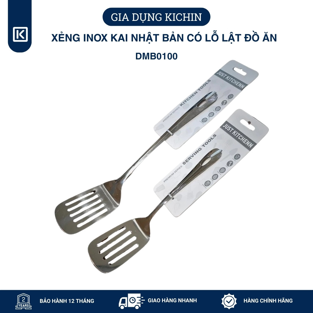 Xẻng inox cao cấp Kai Nhật Bản có lỗ lật đồ ăn