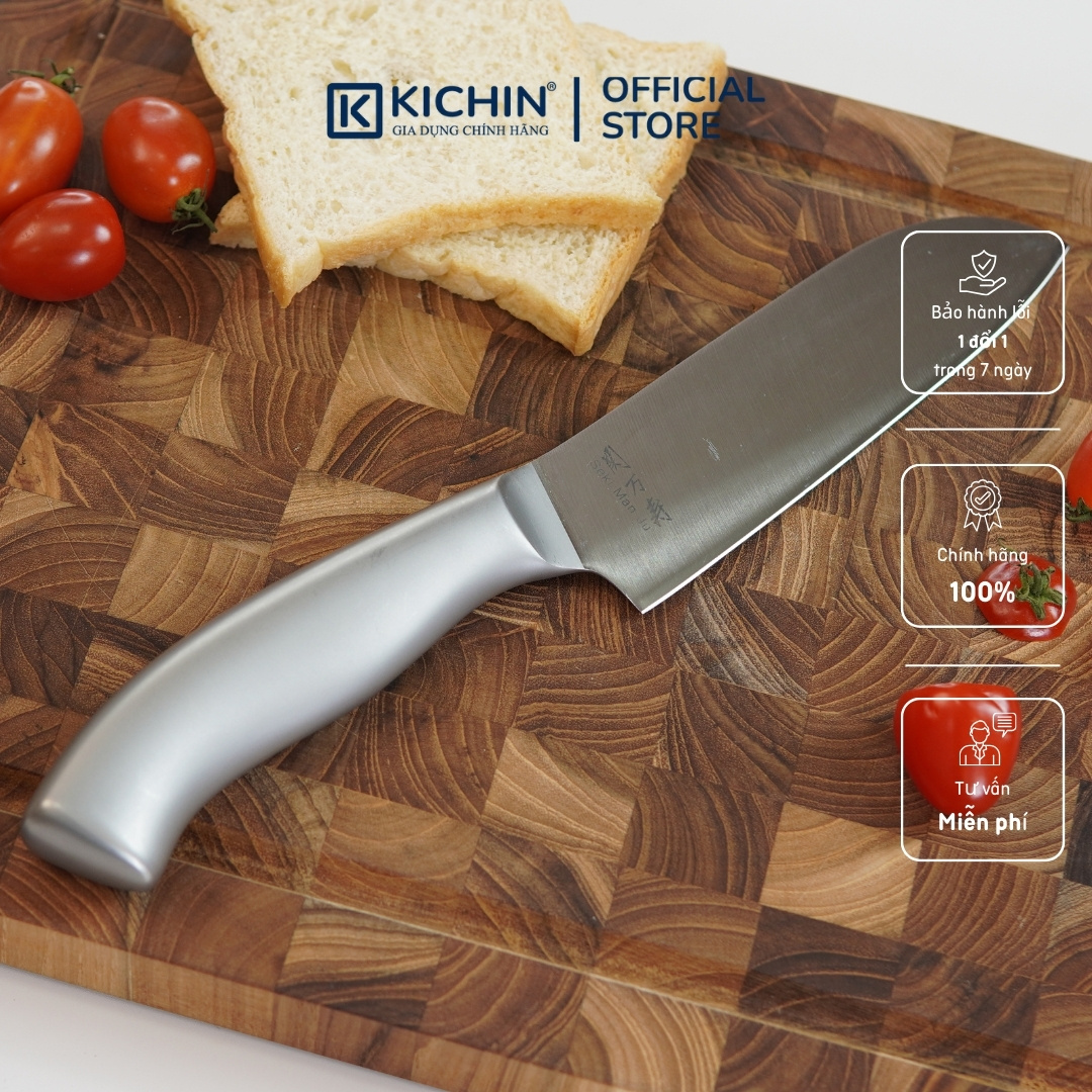 Dao thái đa năng Nhật cao cấp KAI Seki ManJu cán kim loại Santoku - 041BE0403 (165mm)