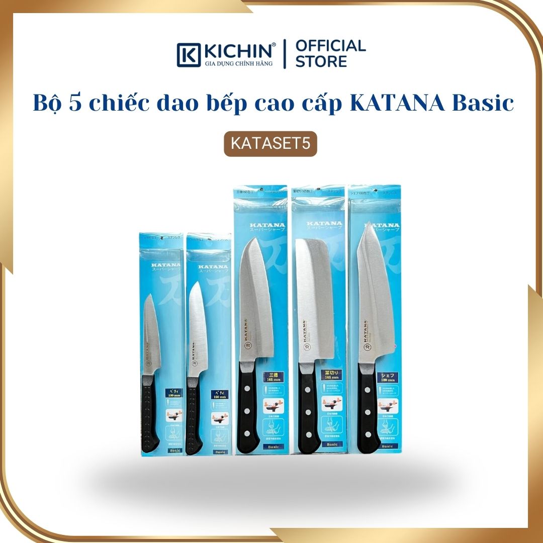 Bộ 5 chiếc dao bếp cao cấp KATANA Basic - Set 5 KATASET5 đa năng - Thái thịt cá (5 chiếc)