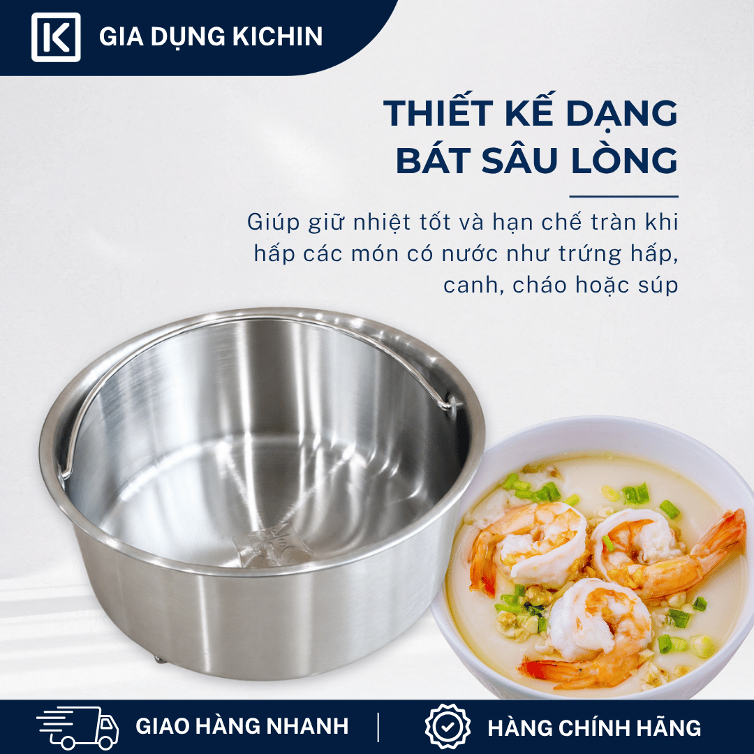 Bát hấp cao cấp thương hiệu KICHIN Inox 304 KBH-01