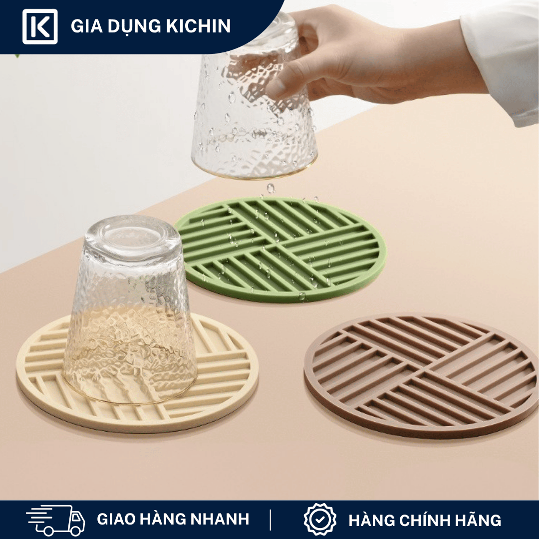 Miếng Lót Nồi Silicone Chịu Nhiệt KICHIN Hình Tròn - Chống Trượt, Cách Nhiệt, Bảo Vệ Mặt Bàn