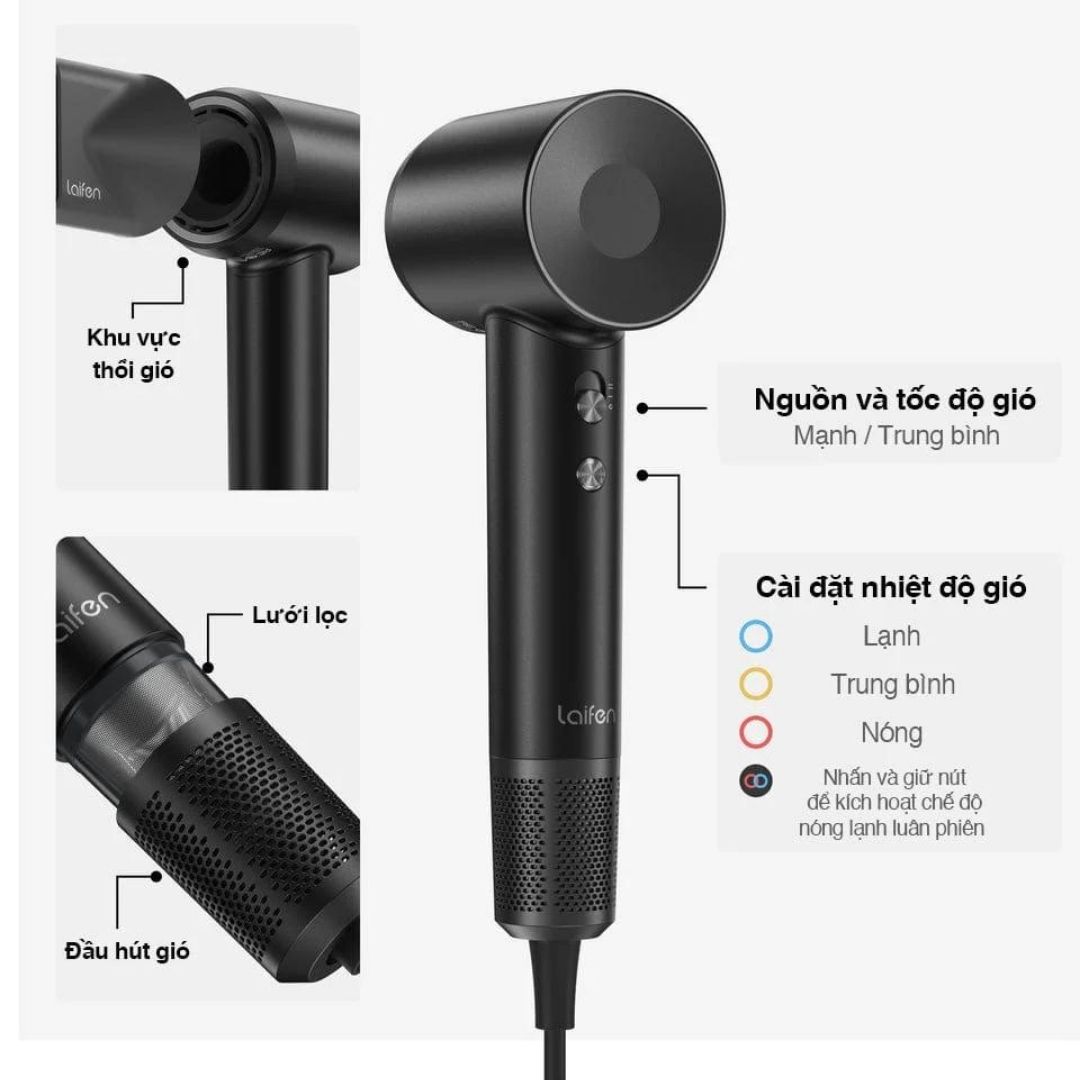 Máy sấy tóc ion âm tốc độ cao Laifen - phiên bản Swift LF03