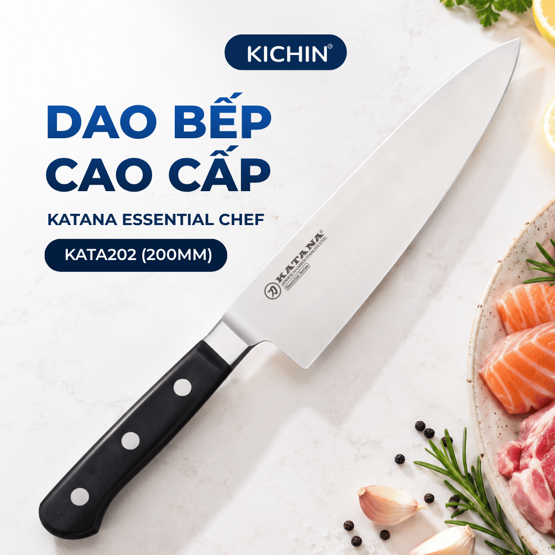 Dao bếp thương hiệu cao cấp KATANA Essential Chef - Dao thái thịt cá KATA202 (200mm)