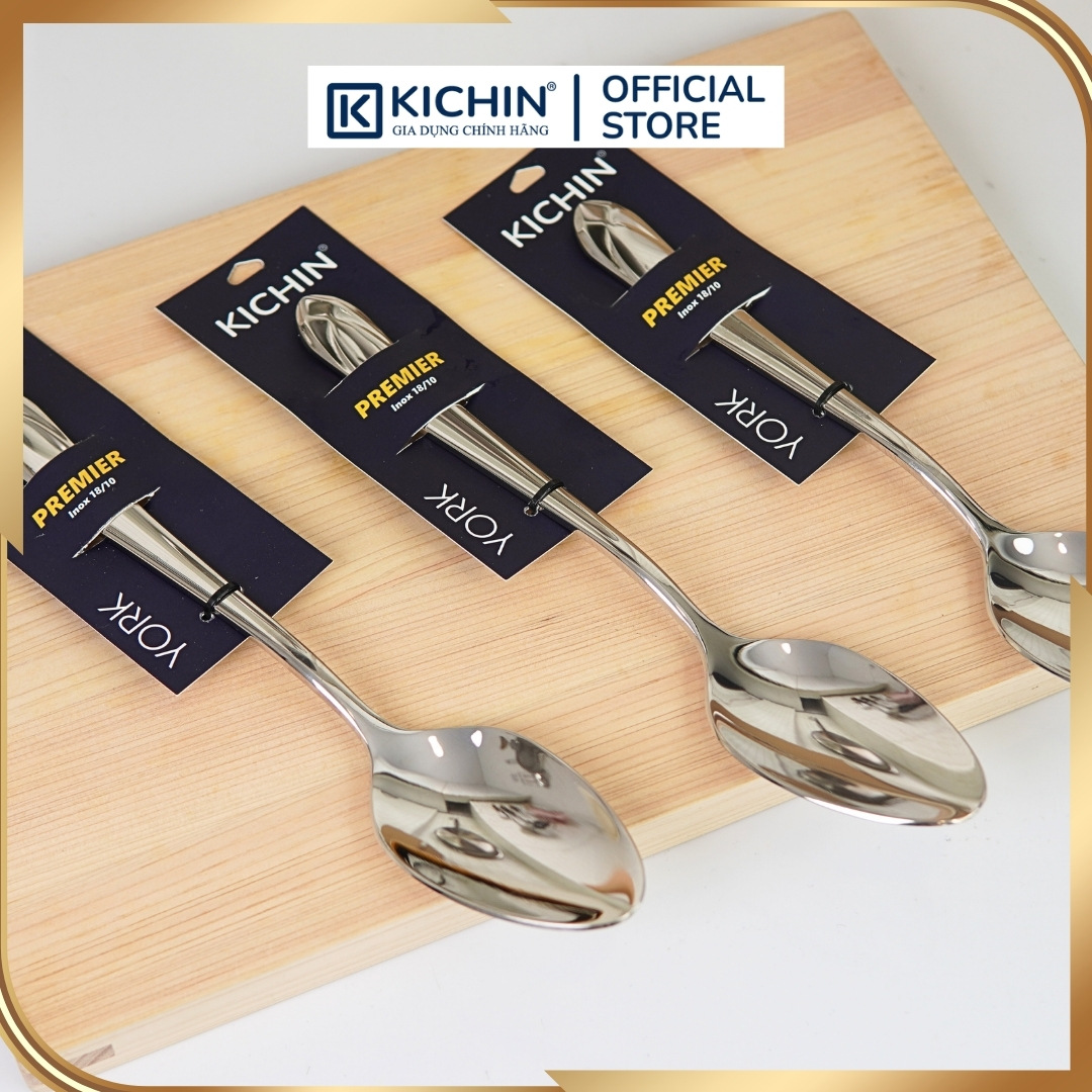 Combo 3 thìa súp cao cấp thép 18/10 dòng York thương hiệu Kichin