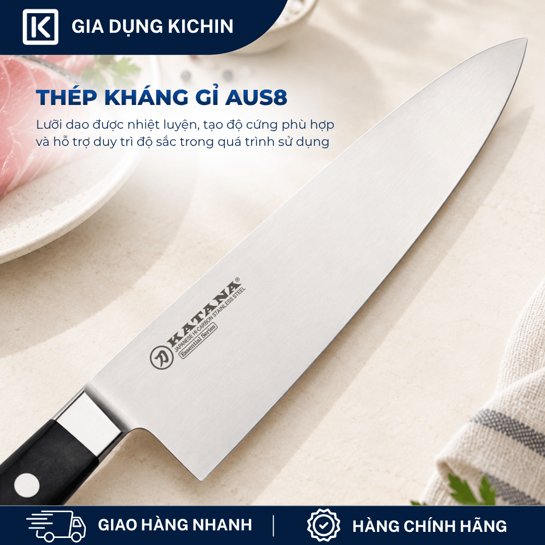 Dao bếp thương hiệu cao cấp KATANA Essential Chef - Dao thái thịt cá KATA202 (200mm)