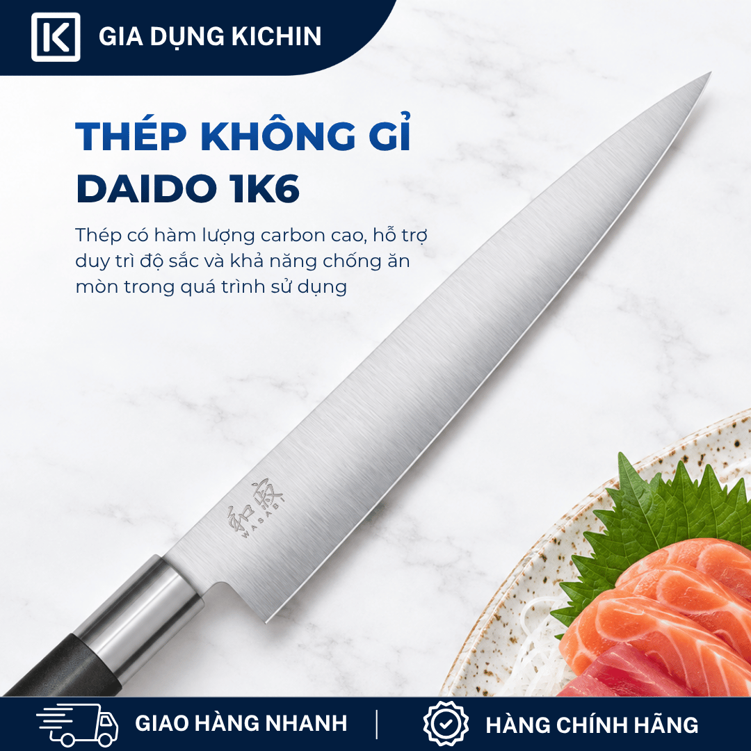 Dao phi lê lọc thịt Nhật Bản cao cấp KAI Wasabi Black Flexible - 6761F (180mm)