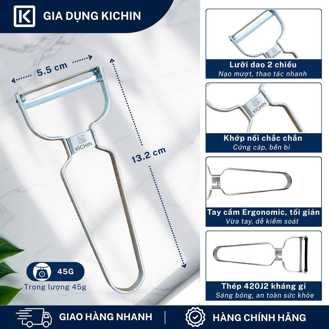 Combo 2 Nạo rau củ quả cao cấp thép không gỉ thương hiệu KICHIN - NK02