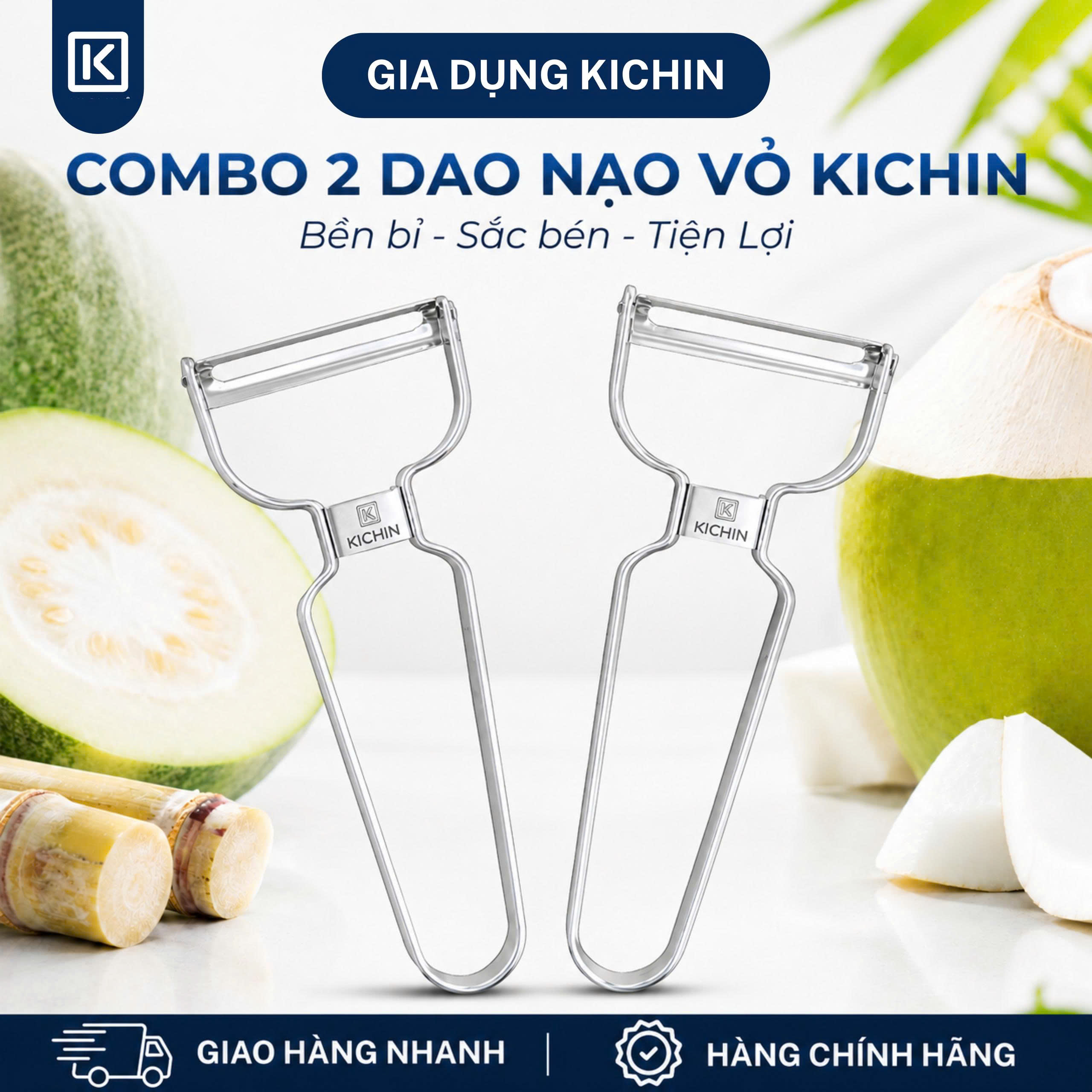 Combo 2 Nạo rau củ quả cao cấp thép không gỉ thương hiệu KICHIN - NK02