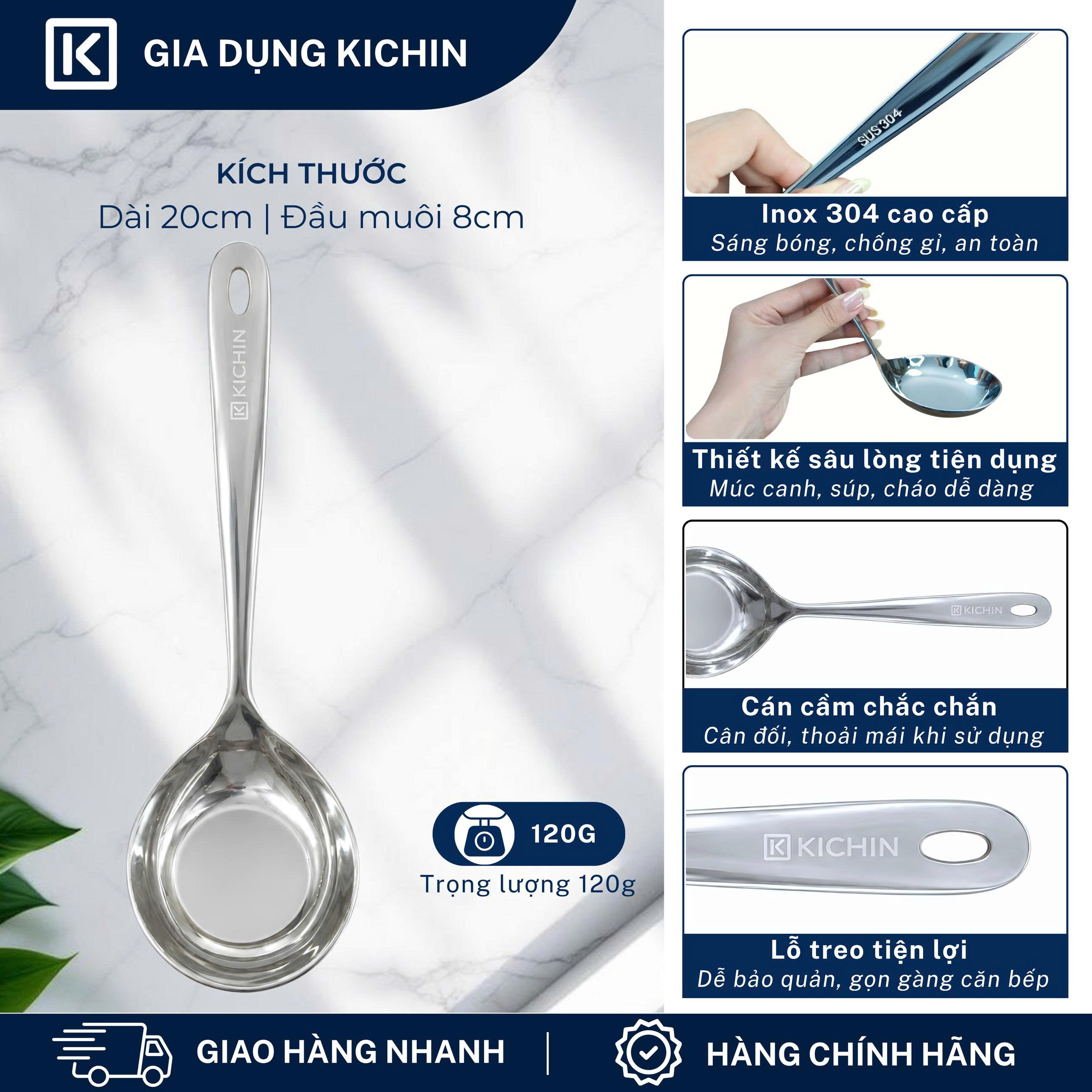 Combo muôi( muỗng) múc canh, ăn lẩu chất liệu Inox 304 Cao Cấp
