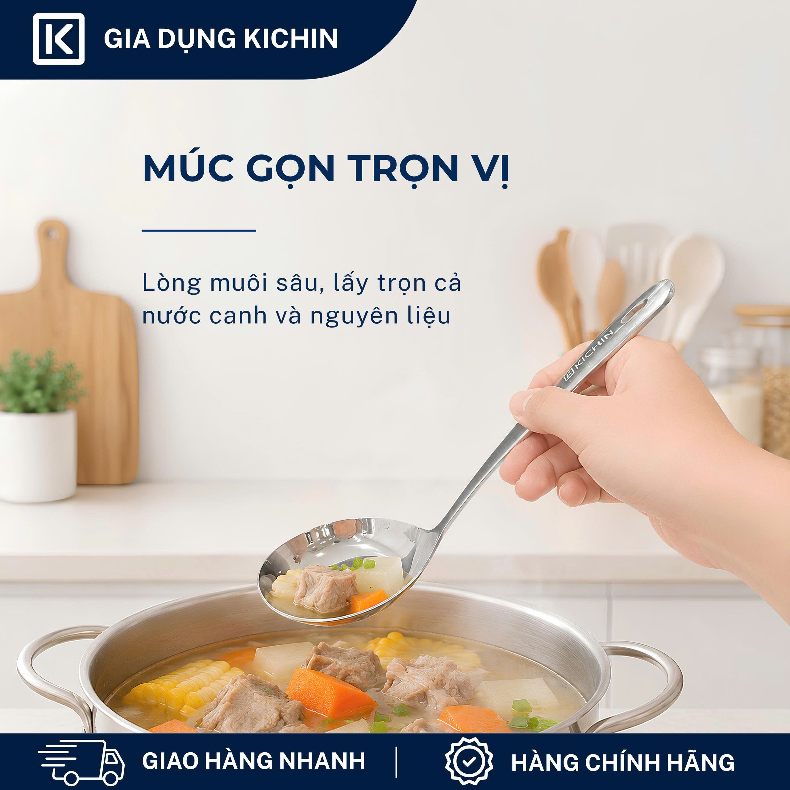 Muôi( muỗng) múc canh chất liệu Inox 304 Cao Cấp Kichin
