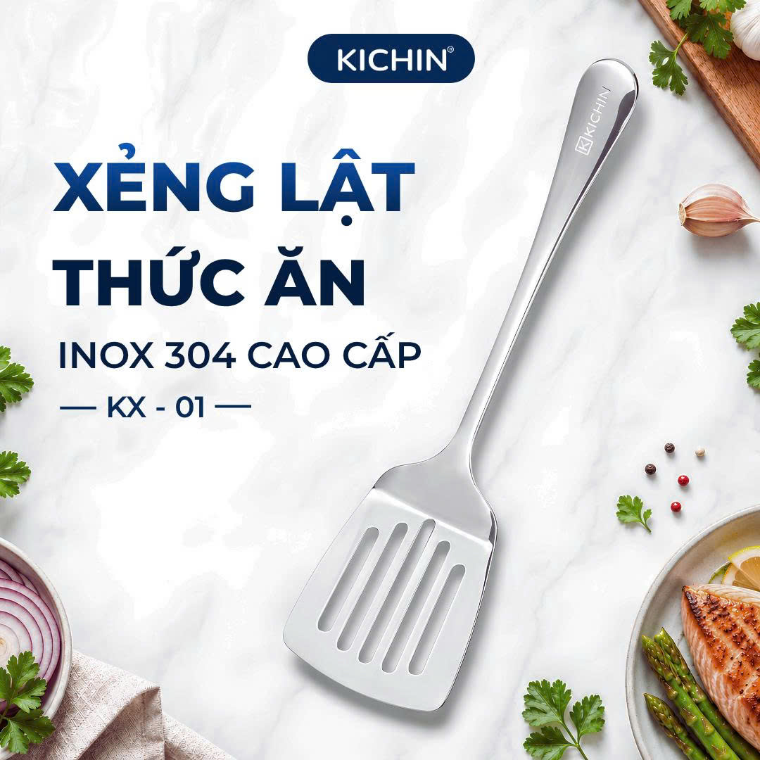 Xẻng lật thức ăn cao cấp inox 304 thương hiệu Kichin KX-01