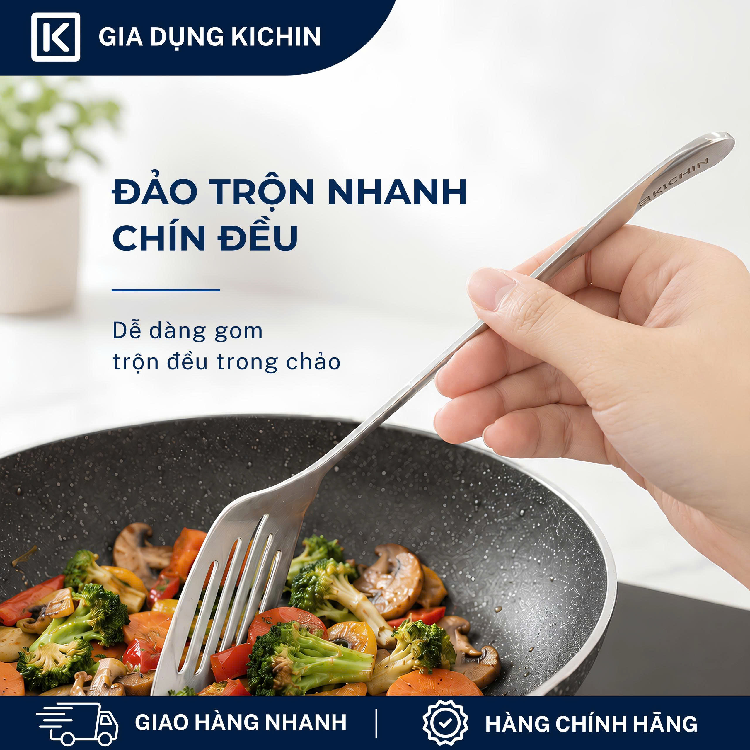 Xẻng lật thức ăn cao cấp inox 304 thương hiệu Kichin KX-01