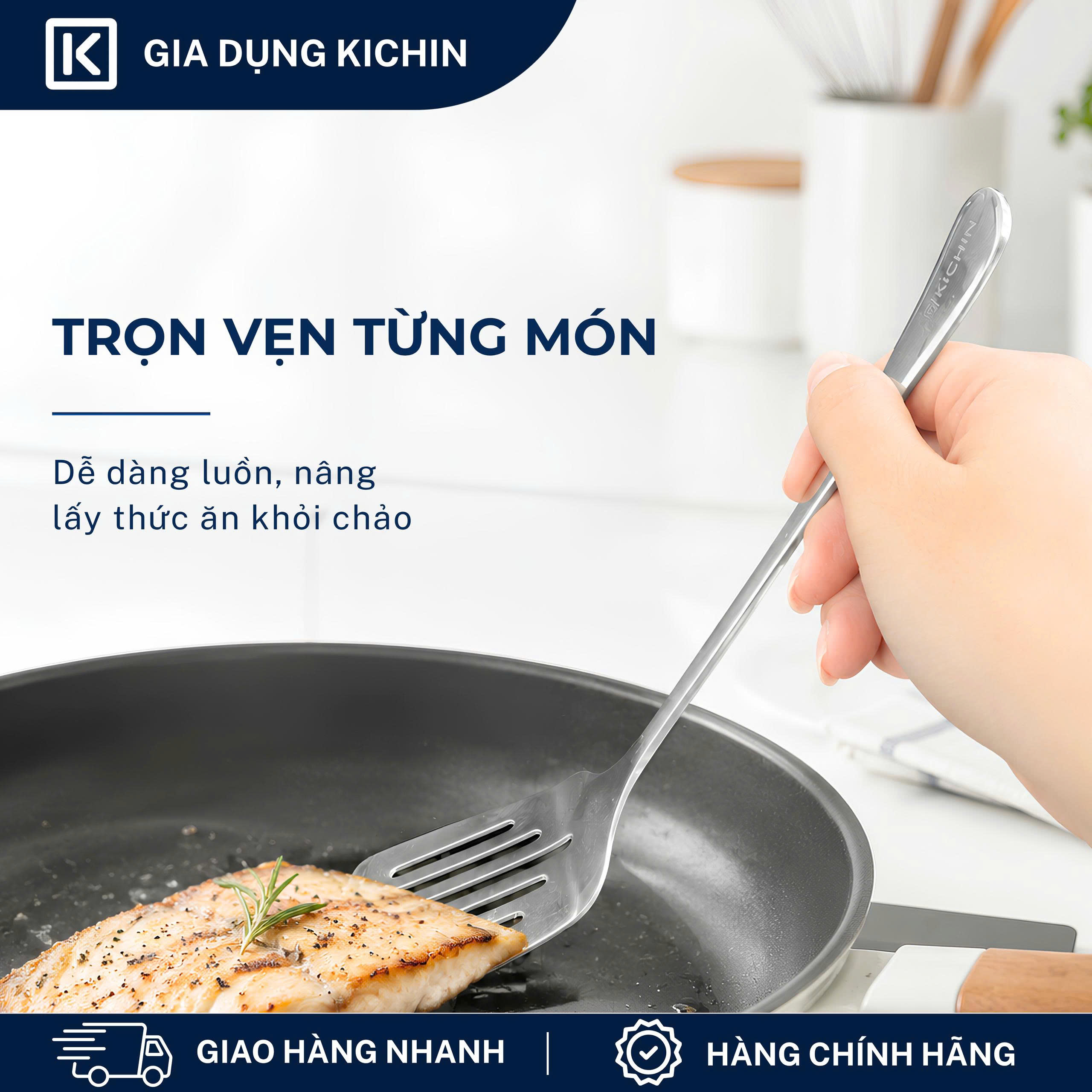 Xẻng lật thức ăn cao cấp inox 304 thương hiệu Kichin KX-01
