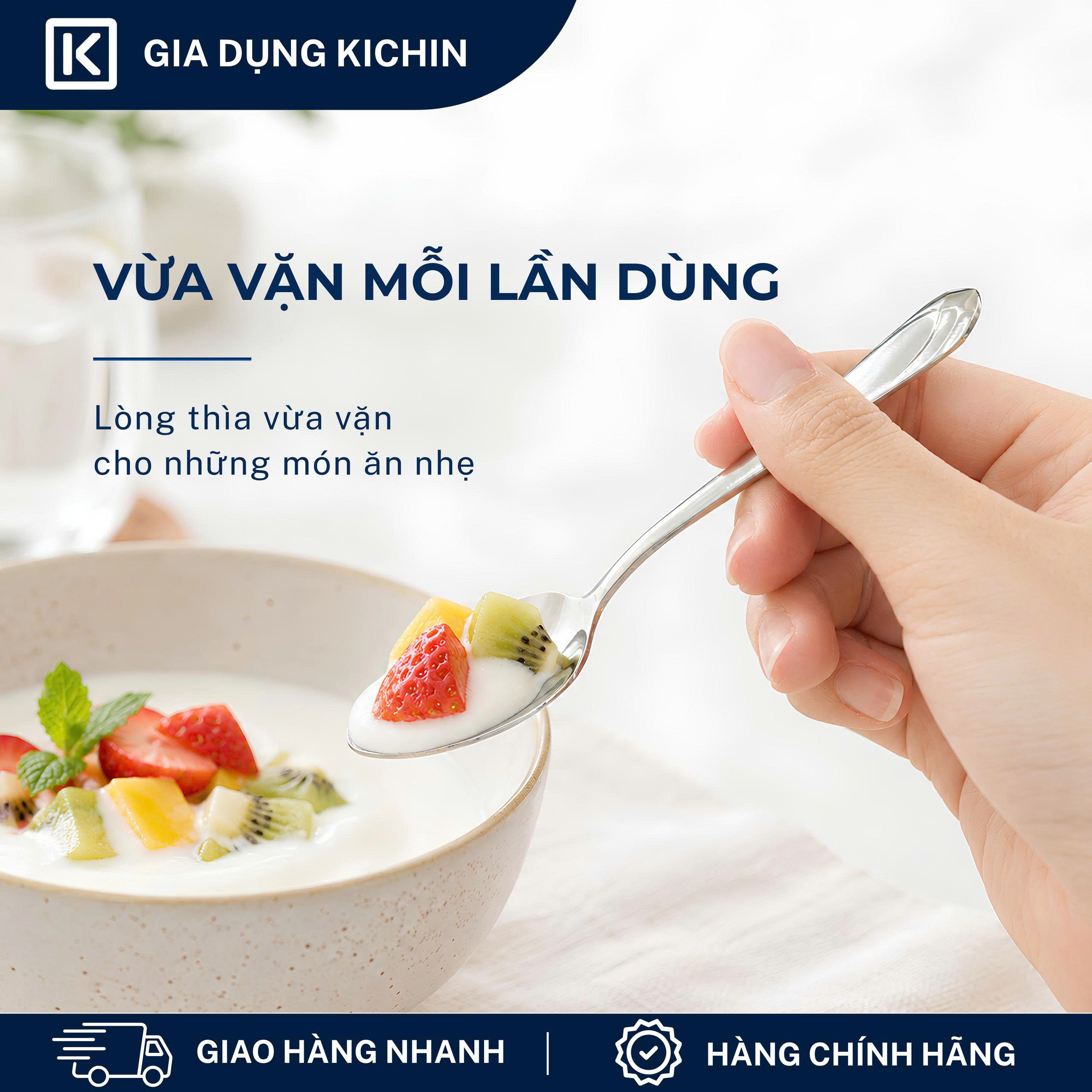 Combo 3 thìa trà cao cấp inox304 thương hiệu Kichin- Sáng bóng, bền đẹp, sang trọng