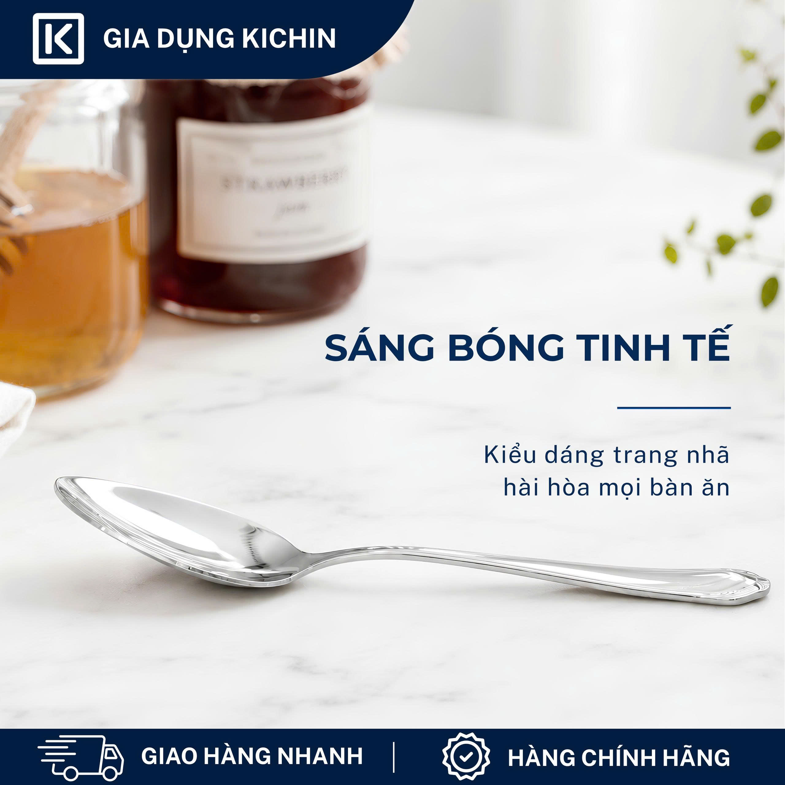 Combo 3 thìa trà cao cấp inox304 thương hiệu Kichin- Sáng bóng, bền đẹp, sang trọng