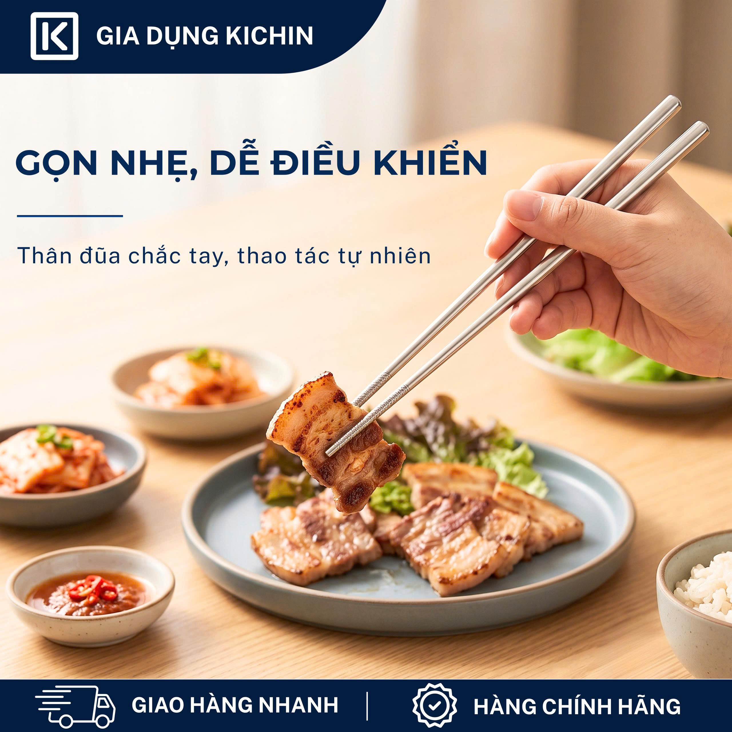 Hộp 5 đôi đũa Inox 316L cao cấp nano bạc HAATZ - Siêu bền, an toàn , đầu đũa chống trượt