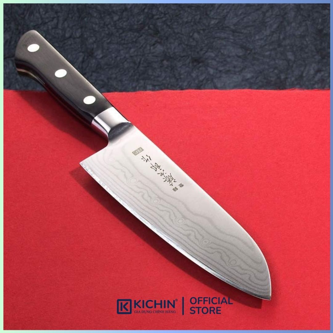 Dao bếp Nhật cao cấp Tojiro DP 37 lớp Damascus VG10 Santoku F659 (170mm) - Dao thái đa năng 3 trong 1 Tojiro