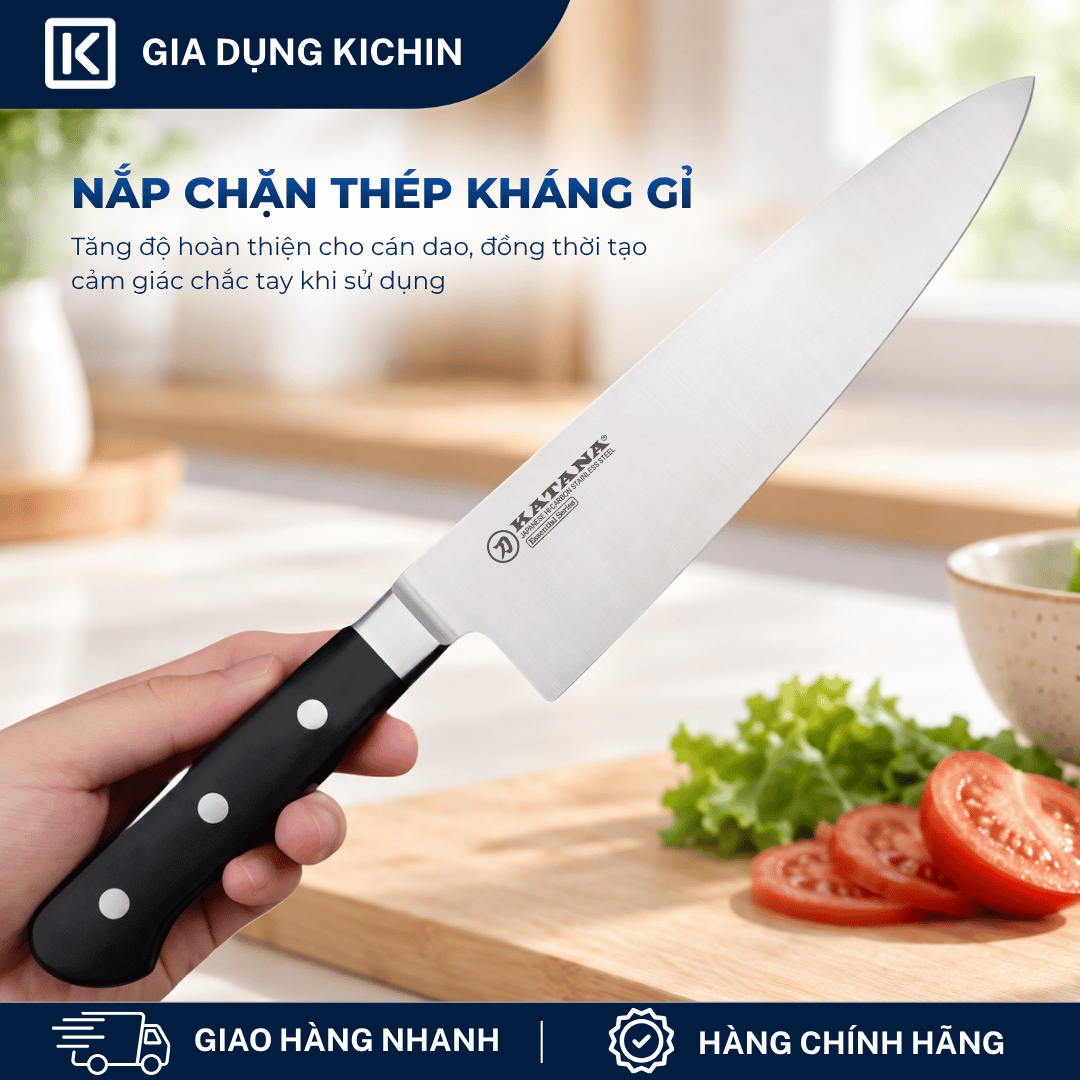 Dao bếp thương hiệu cao cấp KATANA Essential Chef - Dao thái thịt cá KATA202 (200mm)