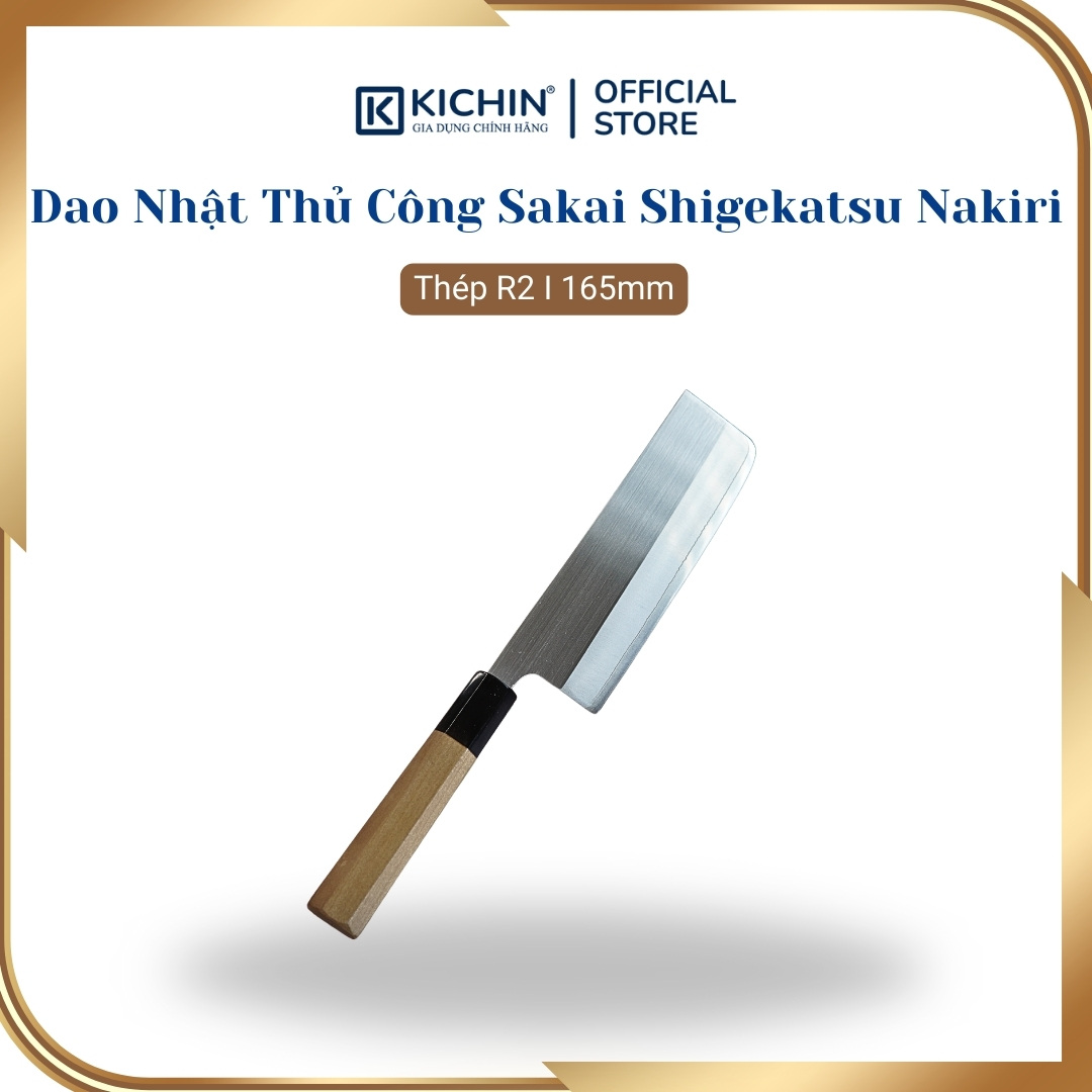 Dao Nhật Thủ Công Cao Cấp Shigekatsu Nakiri Thép R2 (165mm)