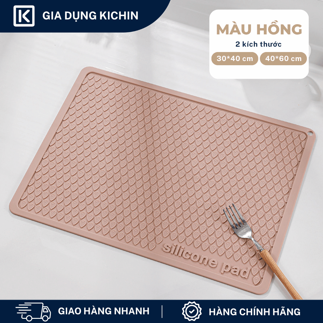 Thảm Silicone Thoát Nước Úp Bát Đĩa KICHIN Vân Giọt Nước - Chống Trượt, Ráo Nước Nhanh