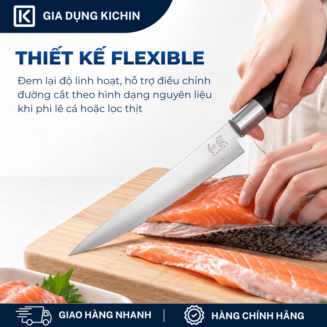 Dao phi lê lọc thịt Nhật Bản cao cấp KAI Wasabi Black Flexible - 6761F (180mm)