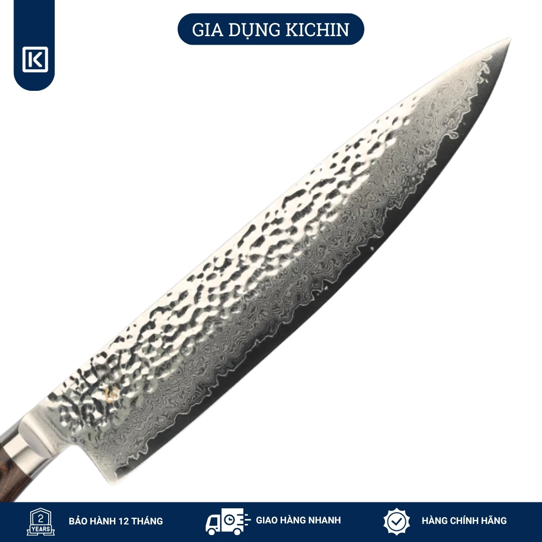 Dao bếp Nhật cao cấp Shun Premier Chef - Dao thái thịt cá thép Damascuss 69 lớp TDM0707 (250mm)