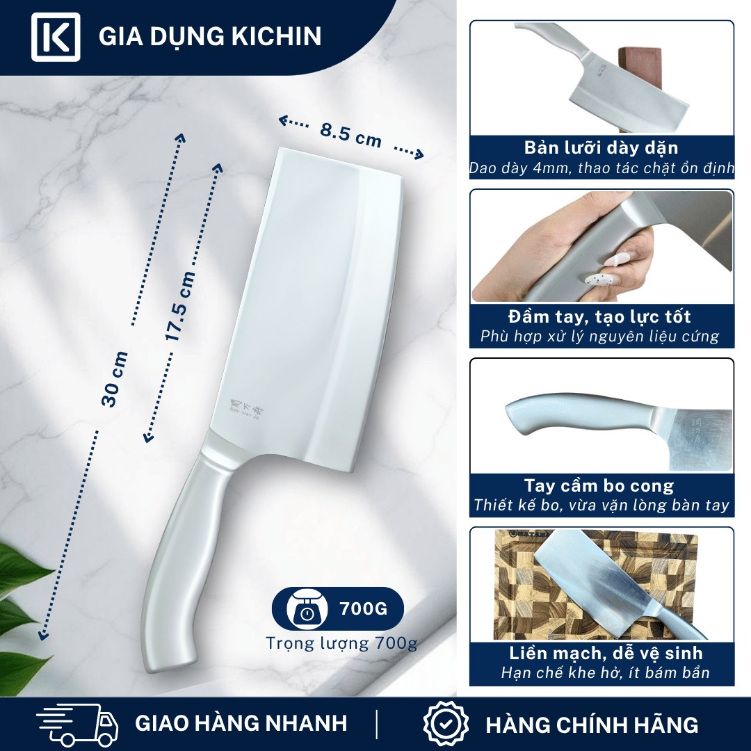 Dao chặt thịt, chặt xương Nhật cao cấp KAI Seki ManJu cán kim loại - 041BE0406 (175mm)