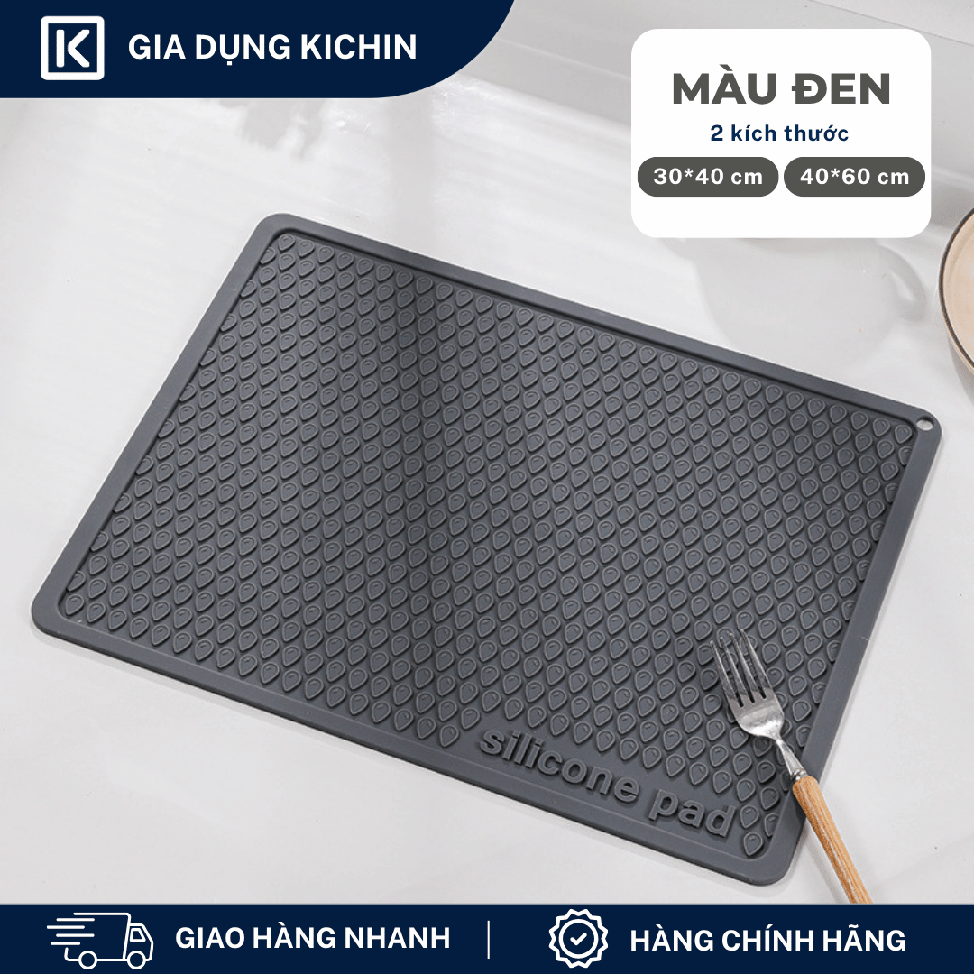 Thảm Silicone Thoát Nước Úp Bát Đĩa KICHIN Vân Giọt Nước - Chống Trượt, Ráo Nước Nhanh
