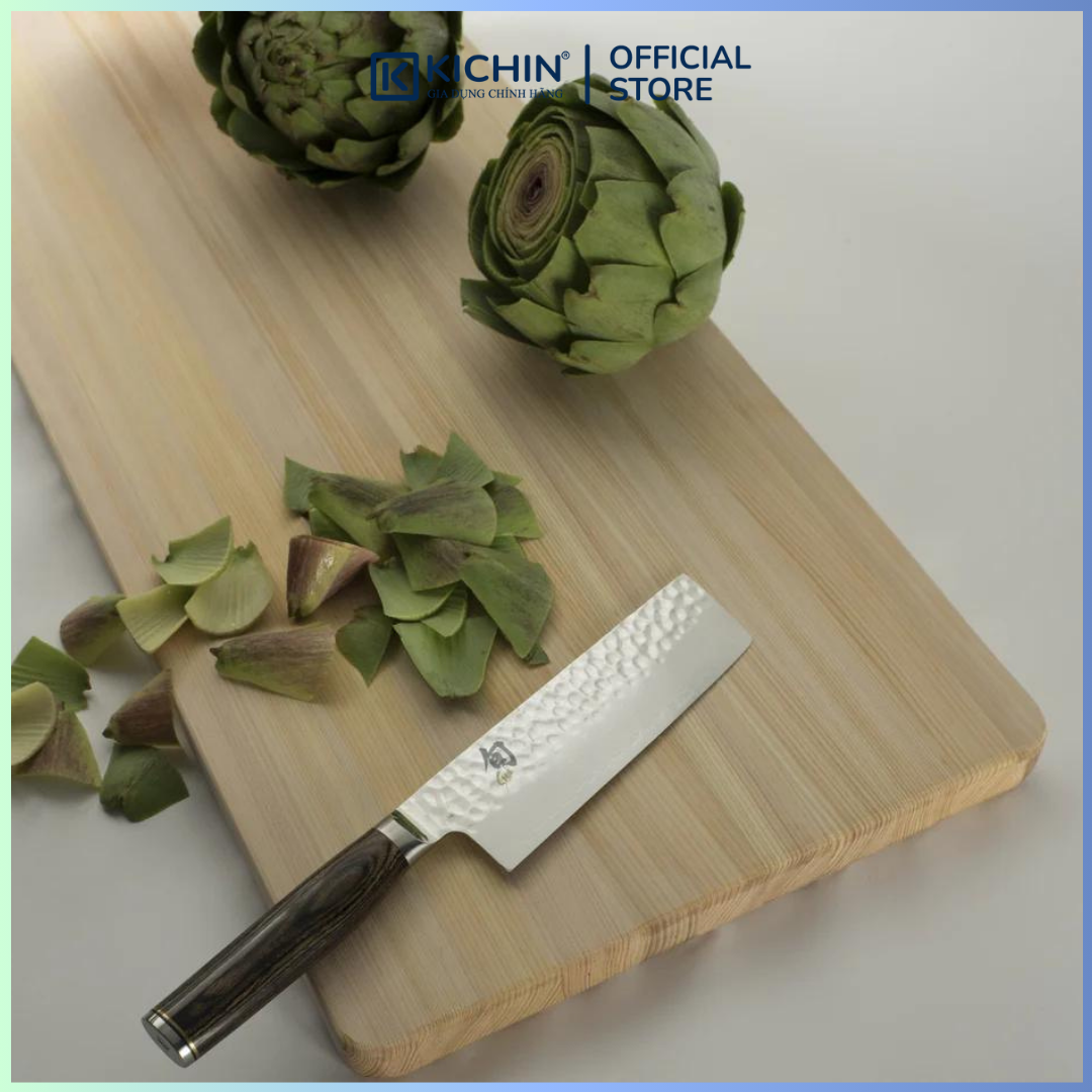 Dao bếp Nhật cao cấp Shun Premier Nakiri - Dao thái rau củ thép Damascuss 69 lớp TDM0742 (140mm)