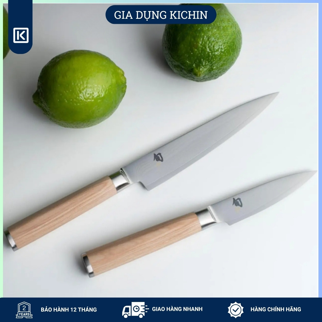 Dao thái đa dụng cao cấp KAI Nhật Bản - Shun Classic White Utility thép VG-Max Damascus 69 lớp DM0701W (150mm)