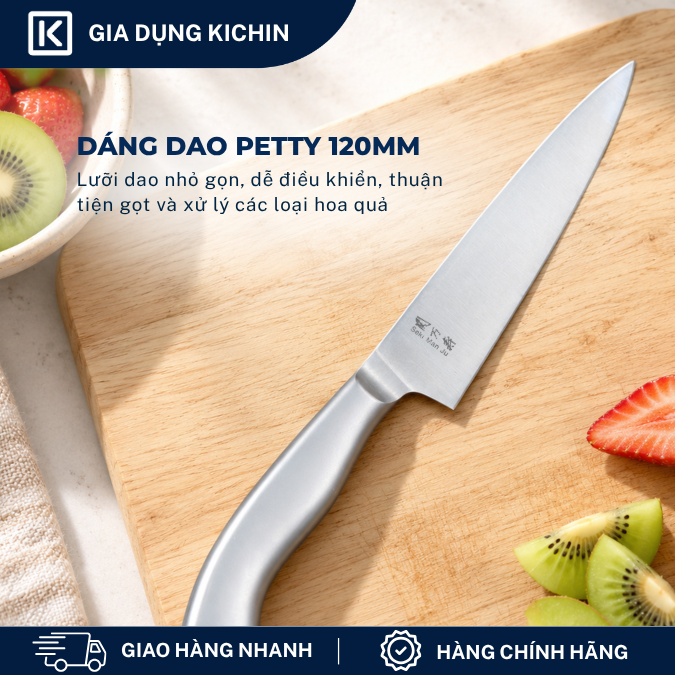 Bộ 3 Dao Bếp Cao Cấp KAI Seki Manju Cán Kim Loại - Dao Chặt, Dao Thái, Dao Gọt Hoa Quả