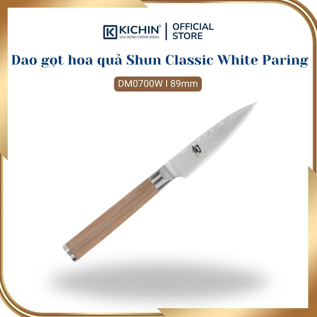 Dao gọt hoa quả cao cấp KAI Nhật Bản - Shun Classic White Paring thép VG-Max Damascus 69 lớp DM0700W (89mm)