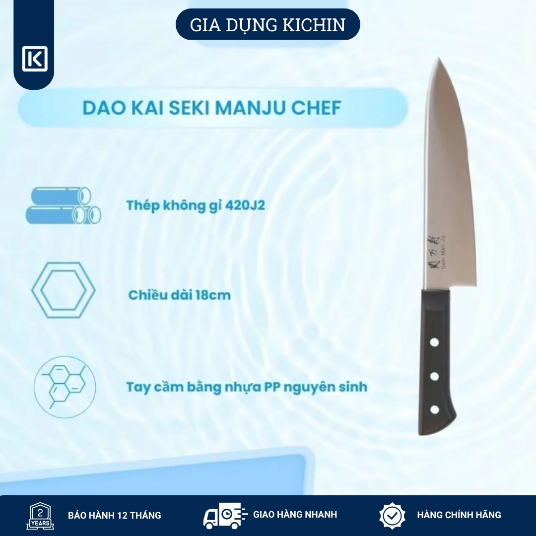 Combo Dao Kai Seki Manju Cán Nhựa Dòng Chef & Mài Dao Cao Cấp Kichin