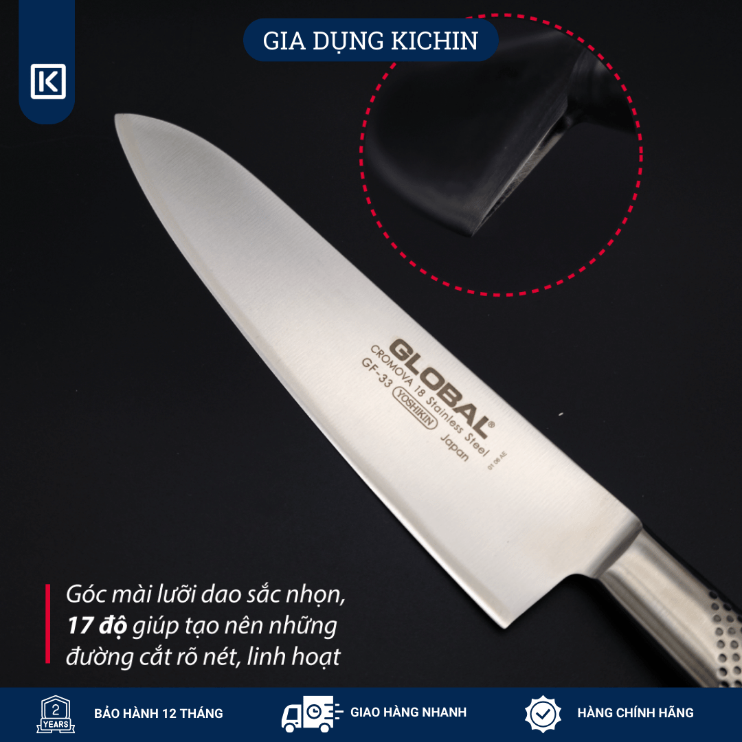Dao bếp Nhật cao cấp Global GF33 Chef - Dao thái thịt cá (210mm)