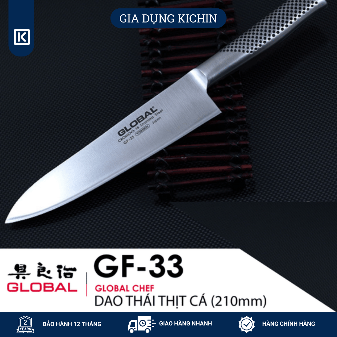 Dao bếp Nhật cao cấp Global GF33 Chef - Dao thái thịt cá (210mm)