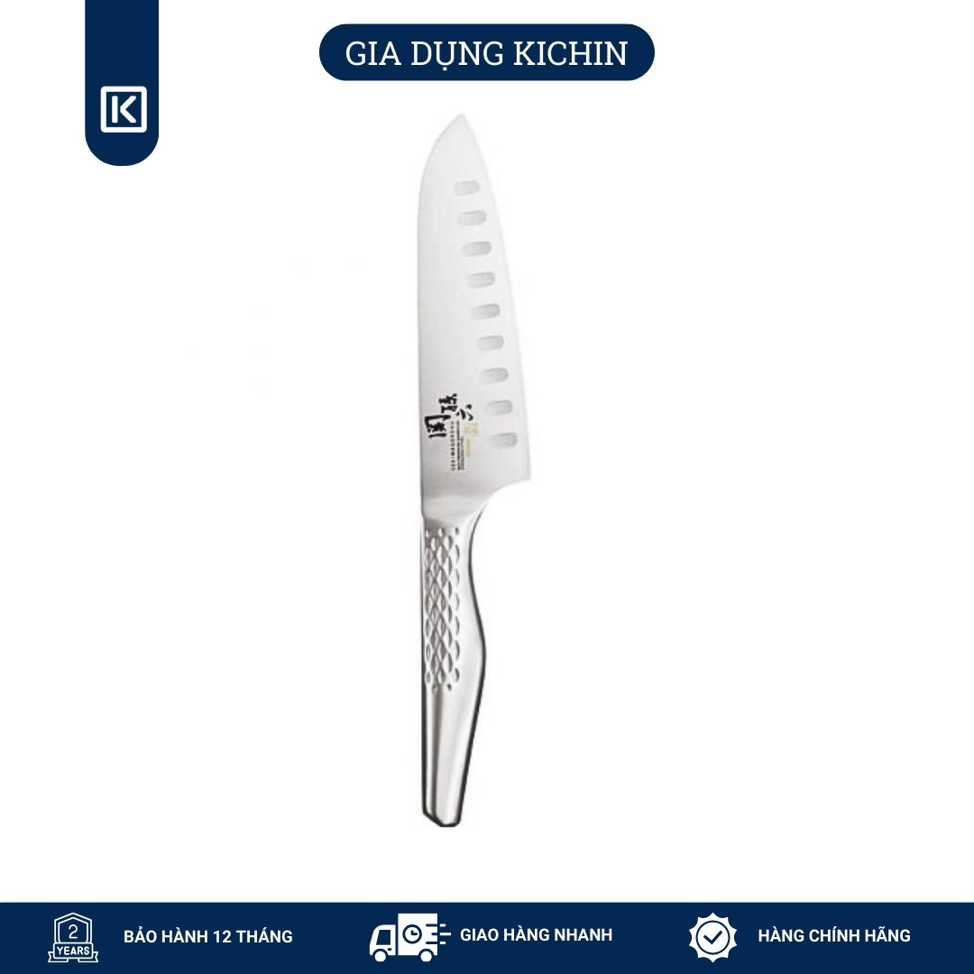 Dao bếp Nhật cao cấp KAI Shoso Santoku Hollow - Dao thái 3 trong 1 chống dính AB5157 (165mm)