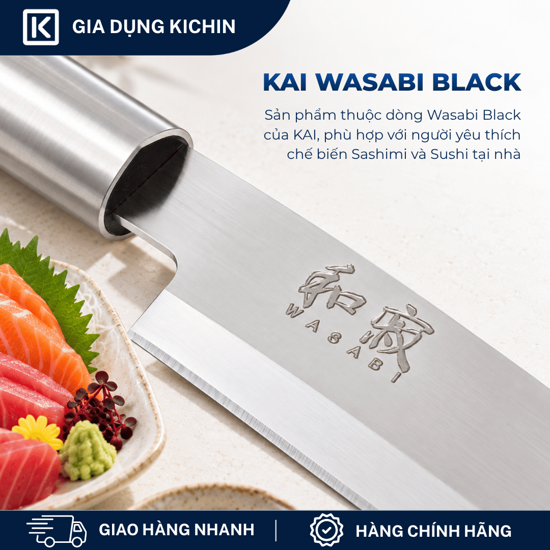 Dao thái Sashimi Nhật Bản cao cấp KAI Wasabi Black Yanagiba - 6715Y (155mm)