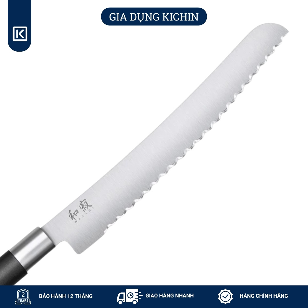 Dao Bếp cắt bánh mỳ Nhật Bản cao cấp KAI Wasabi Black Bread - 6723B (230mm)