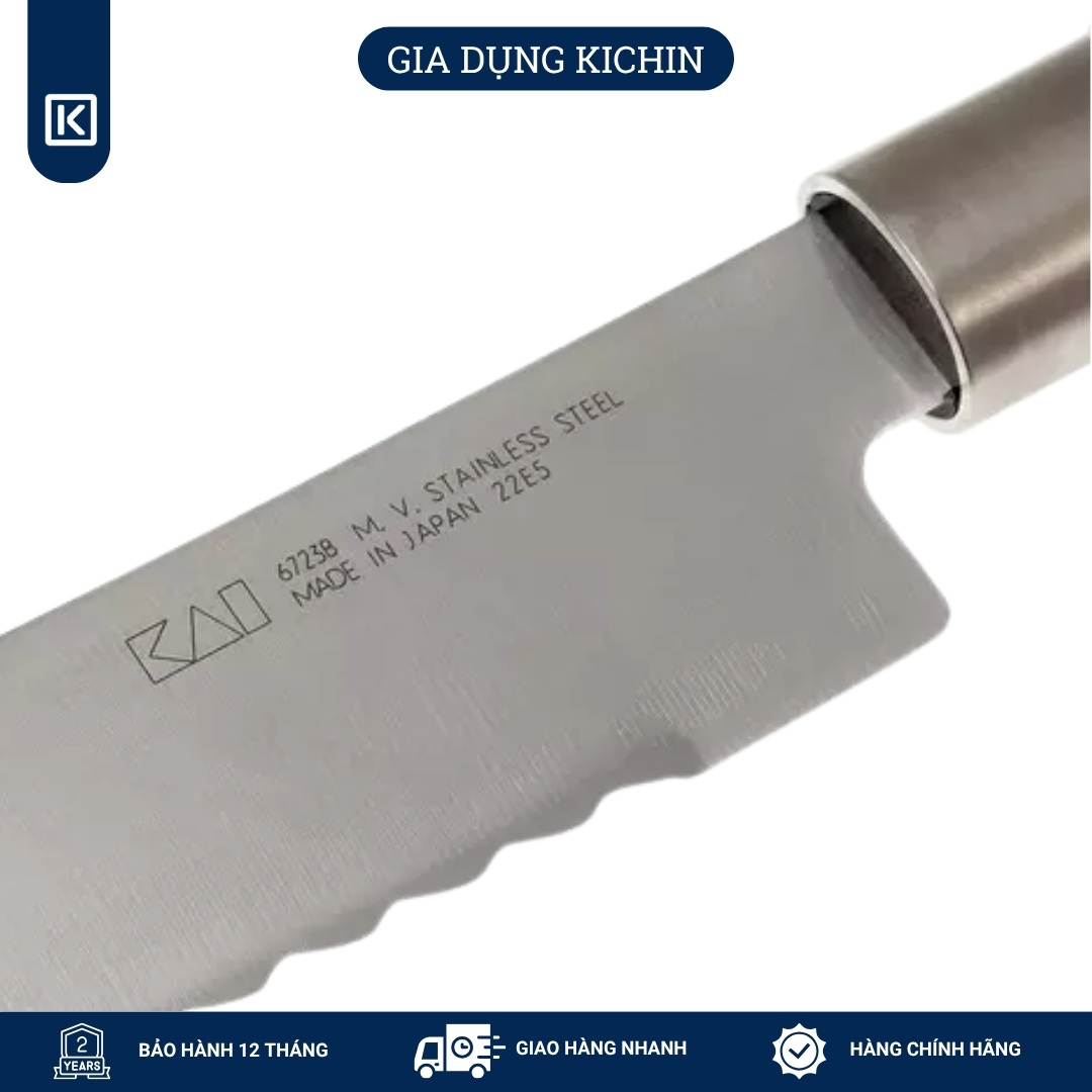 Dao Bếp cắt bánh mỳ Nhật Bản cao cấp KAI Wasabi Black Bread - 6723B (230mm)