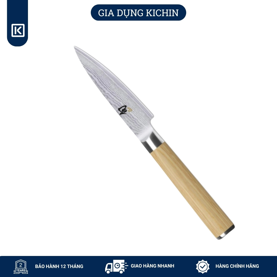 Dao gọt hoa quả cao cấp KAI Nhật Bản - Shun Classic White Paring thép VG-Max Damascus 69 lớp DM0700W (89mm)