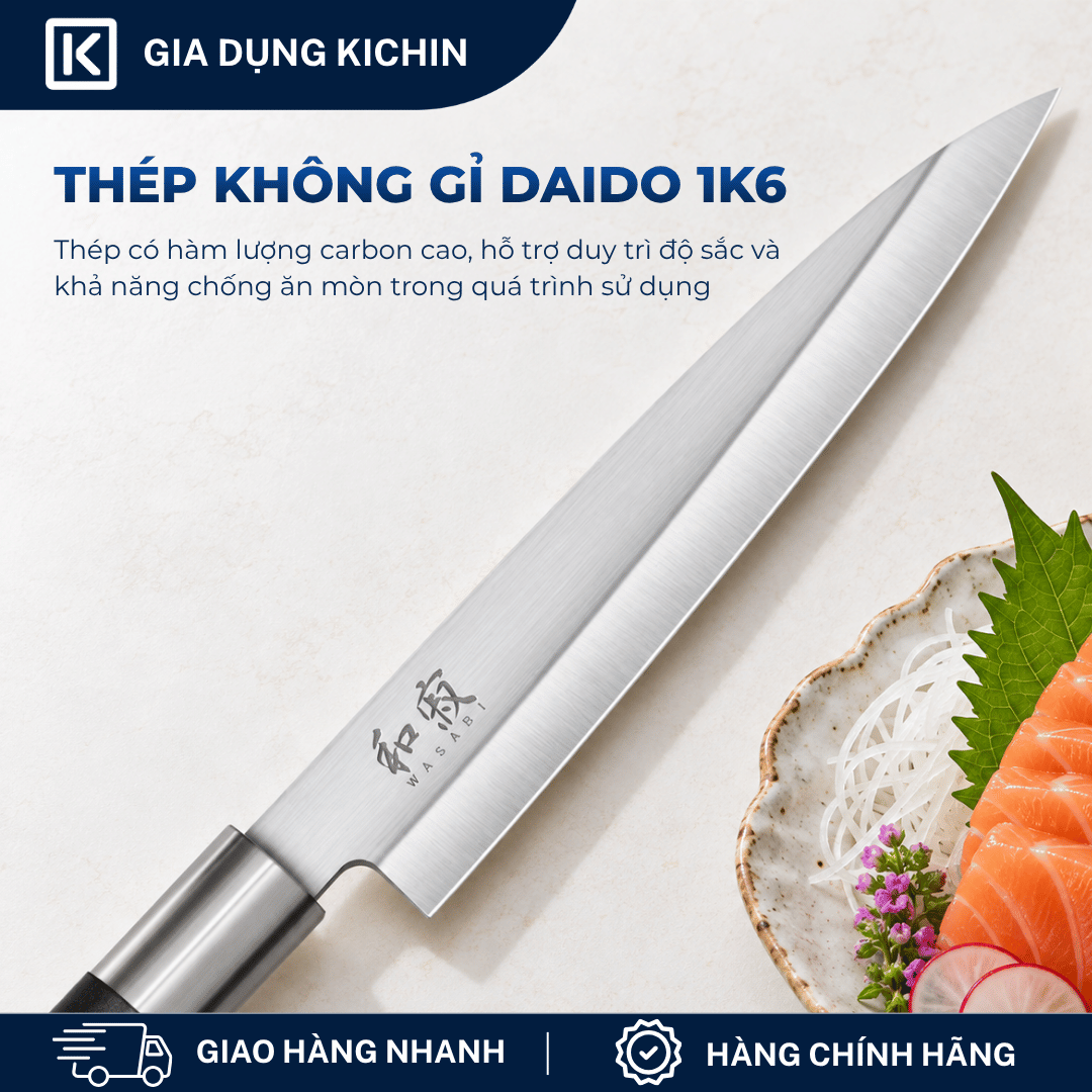 Dao thái Sashimi Nhật Bản cao cấp KAI Wasabi Black Yanagiba - 6715Y (155mm)