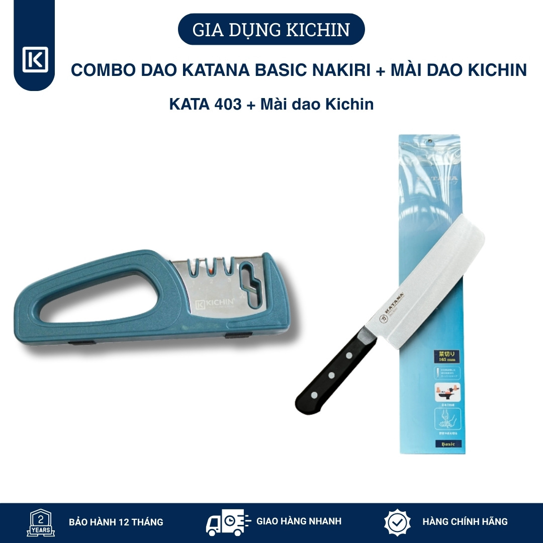 Combo Dao Katana Basic Nakiri + Mài dao Kichin