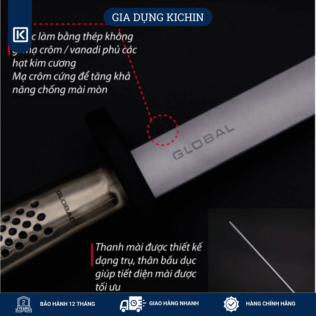 Dụng cụ liếc dao Global G38 Diamond Sharpening Steel (260mm)