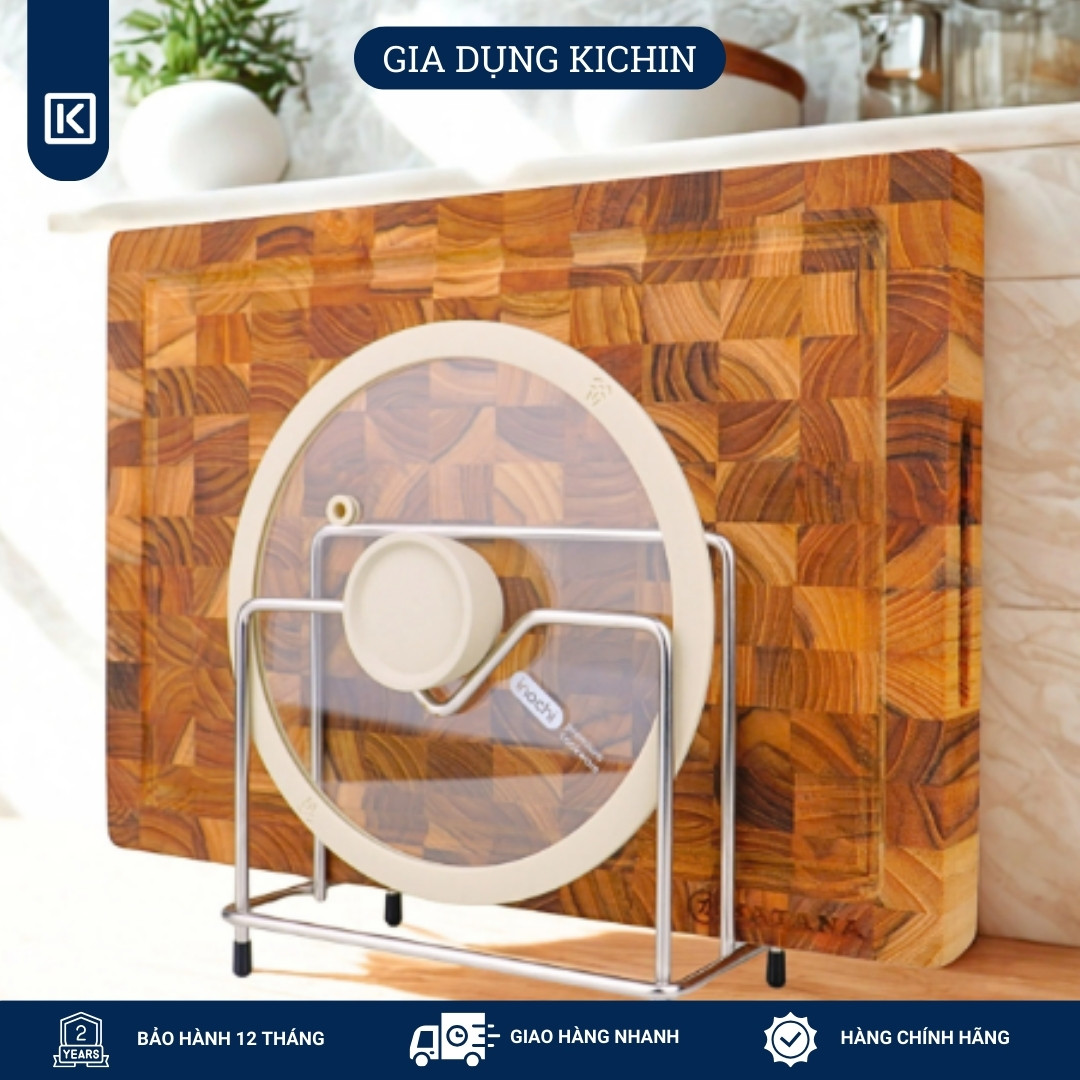 Kệ để thớt, nắp vung 2 ngăn INOX 201 chống gỉ dày 5mm (18x18x10cm)