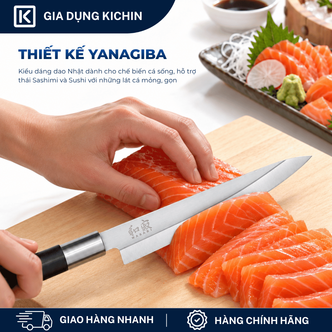 Dao thái Sashimi Nhật Bản cao cấp KAI Wasabi Black Yanagiba - 6715Y (155mm)
