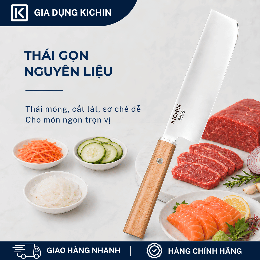 Dao bếp cao cấp thương hiệu KICHIN Origin Nakiri- Dao thái rau củ KCD-103