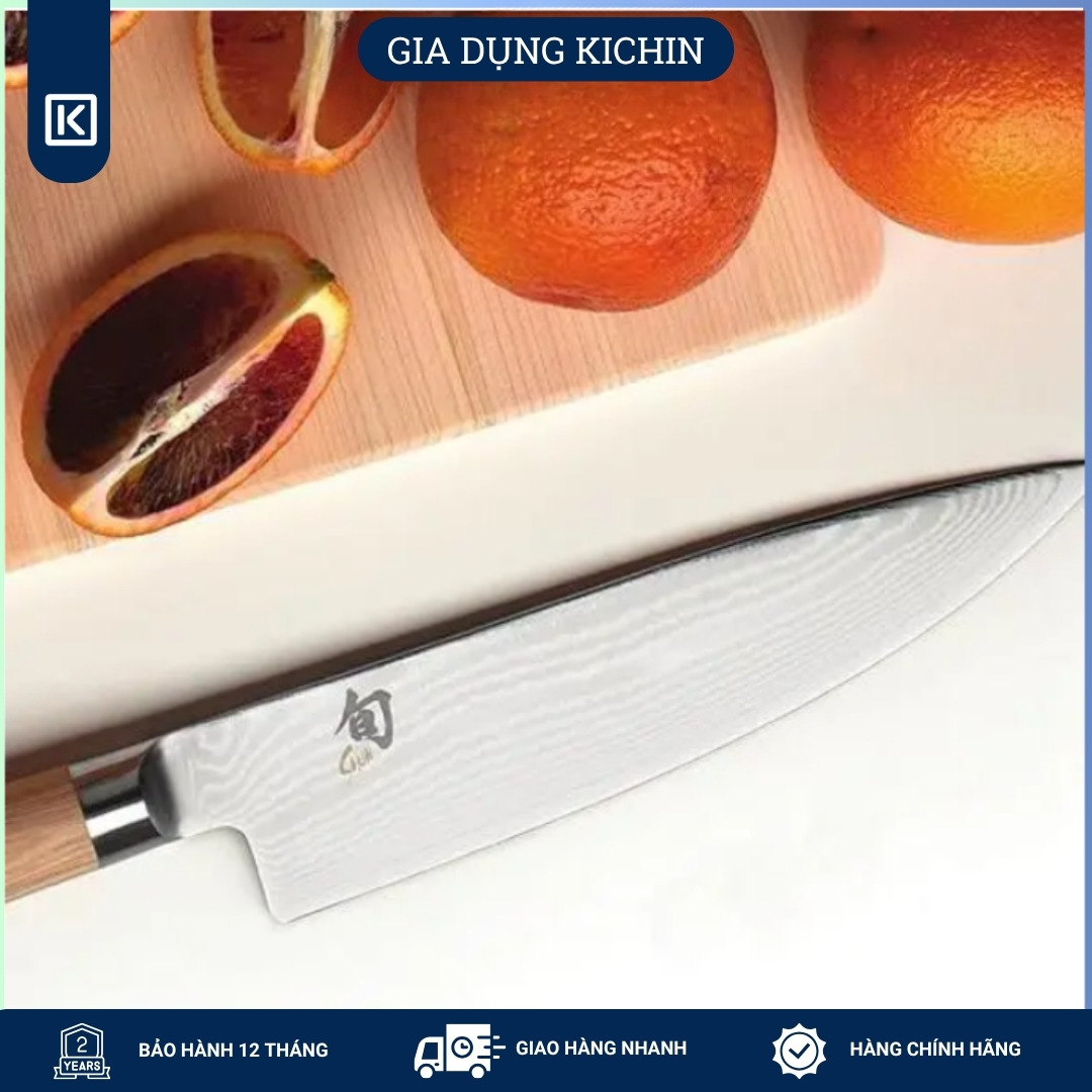 Dao thái thịt cá cao cấp KAI Nhật Bản - Shun Classic White Chef thép VG-Max Damascus 69 lớp DM0706W (200mm)