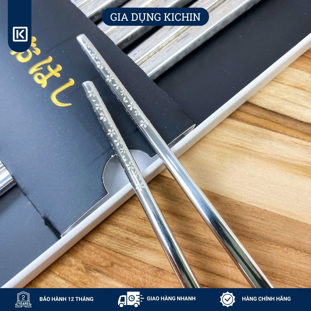 Đũa Cao Cấp Inox Hoa Anh Đào trắng Shikisai Nhật Bản