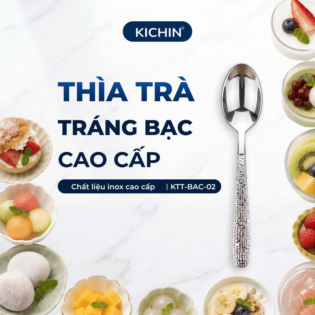 Combo 3 Dĩa Hoa Quả Inox 304 Cao Cấp KICHIN - Cán Vân Ánh Bạc Sang Trọng, Chống Gỉ KDHQ-BAC-02
